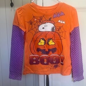 Halloween Girls Orange Peanuts. Snoopy Boo Shirt. Size xl 14-16.